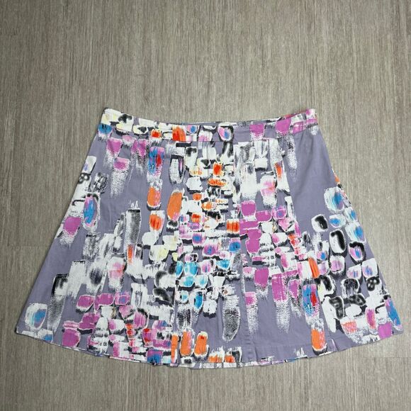 Lane Bryant Dresses & Skirts - Lane Bryant Abstract Purple Mini Skirt Plus Size 24 Side Zip Stretch Cotton